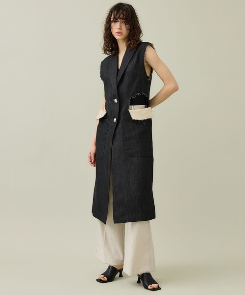美品✨【STUDIOUS】タック入りカジュアルパンツ S-L相当 ウエストゴム STUDIOUS スラックス パンツ 「STUDIOUS/ステュディオス」ラ