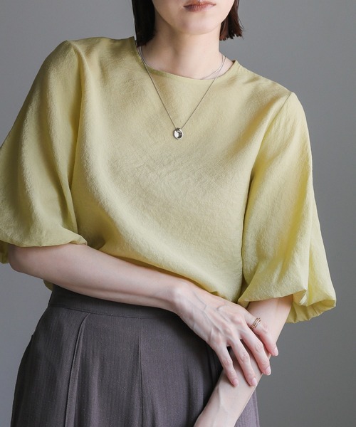 ブラウス シャツ シアー バルーンスリーブ ブラウス レディース JUNOAH ブラウス シャツ バルーンスリーブシアーブラウス