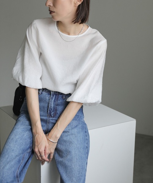ブラウス シャツ バルーンスリーブシアーシャツ レディース select MOCA ブラウス シャツ バルーンスリーブシアーブラウス