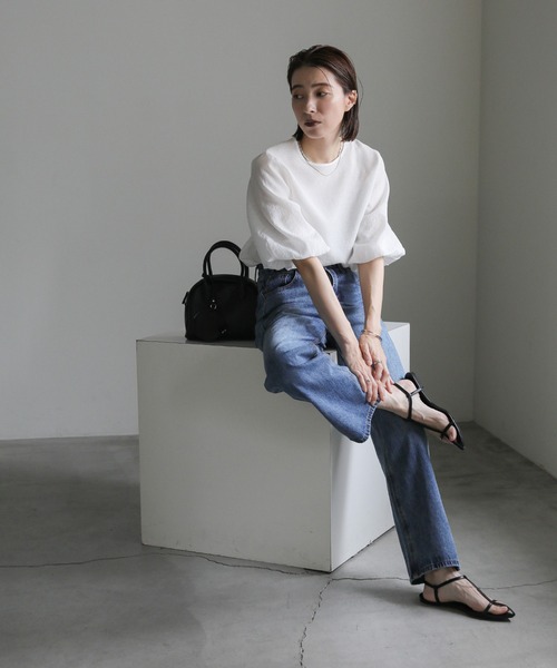 ブラウス シャツ バルーンスリーブシアーシャツ レディース select MOCA ブラウス シャツ バルーンスリーブシアーブラウス