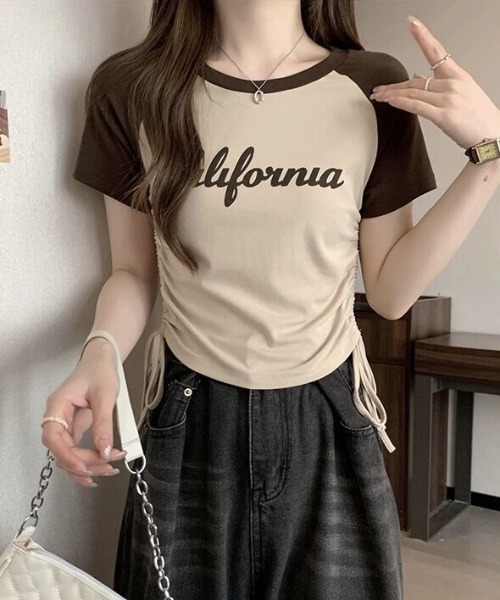 Sibra（シブラ） tシャツ ラグランスリーブギャザーTシャツ レディース