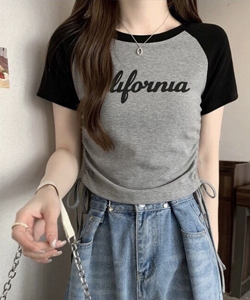 Sibra（シブラ） tシャツ ラグランスリーブギャザーTシャツ レディース