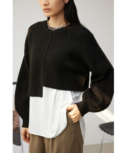 【PLUS】イレギュラーヘムニットトップス/レディース/トップス ニット  5分・7分袖 ブランド AZUL PLUS【SALE】 AZUL BY MOUSSY | 【PLUS】イレギュラーヘムニットトップス