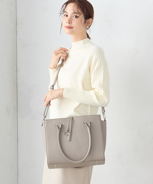 モノグラム ロゴ プレート【 】トップジッパートート MONO COMME CA トートバッグ ロゴプレートトート レディース