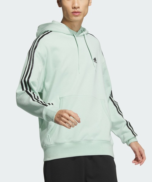パーカー エッセンシャルズ プラス ルーズフィット スリーストライプス フレンチテリー プルオーバーパーカー / アディダス adidas メンズ レ | adidas | 04