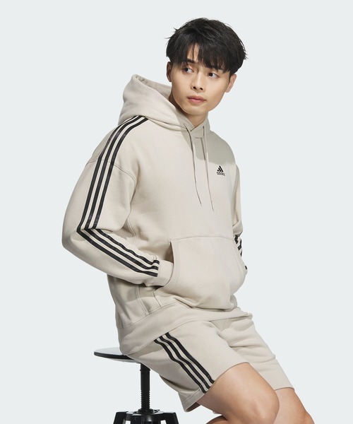パーカー エッセンシャルズ プラス ルーズフィット スリーストライプス フレンチテリー プルオーバーパーカー / アディダス adidas メンズ レ | adidas | 15