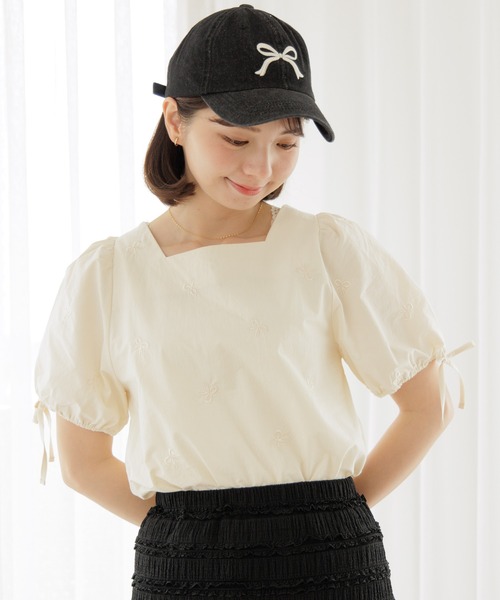 flower（ファッション） キャップ 帽子 リボンエンブロイダリー