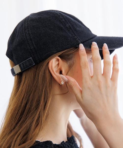 美品　【yori】 洗える 日よけ付きリボンキャップ ブラック 帽子 UV日よけ付きリボンキャップ | all item| yori