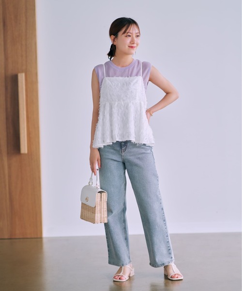 ニット セーター ブライトシアーリブノースリニットトップス「低身長・小柄女性」 レディース ニット セーター ブライトシアーリブノースリニットトップス「低