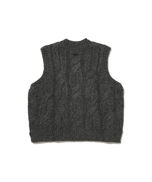 グレーと黒のケーブルニットベスト Levi's（リーバイス） ニット セーター ISABEL ケーブルニットベスト