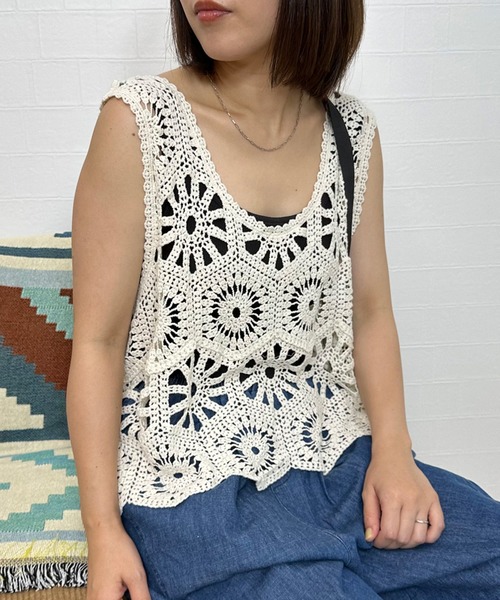 ベスト+ジレ CRUSHED LEATHER SLEEVELESS TOP NANO universe（ナノ・ユニバース） ベスト ジレ Lamb nappa ジップ