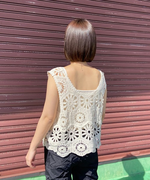 CRB ベスト ジレ 透かし編みクロシェベスト レディース : ZOZOTOWN