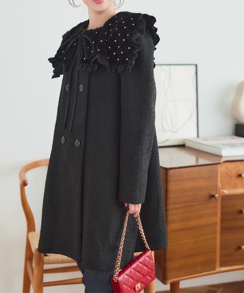 KOBE LETTUCE（神戸レタス） ノーカラーコート コート 選べるツイード