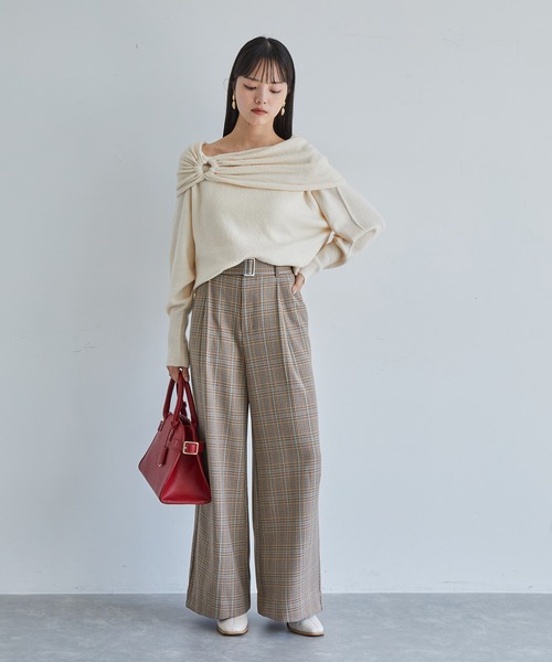 VIS（ビス） ニット セーター 「2WAY」ミックスヤーンオフショルダー