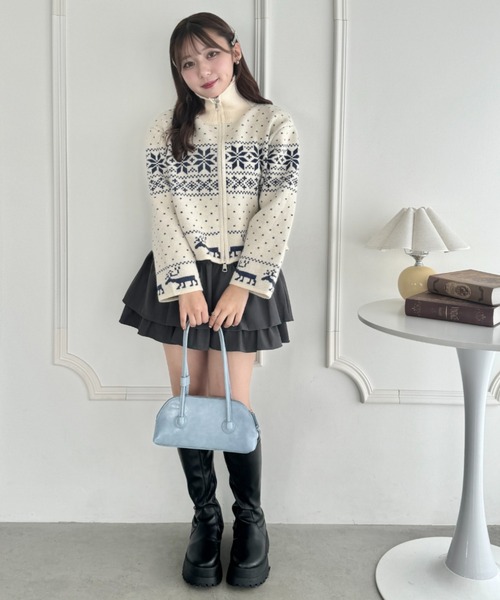 Loueme ニット セーター ノルディックニットジップカーディガン