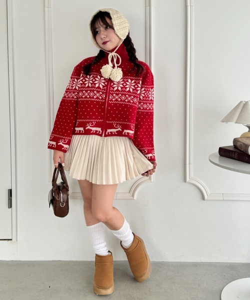 Loueme ニット セーター ノルディックニットジップカーディガン