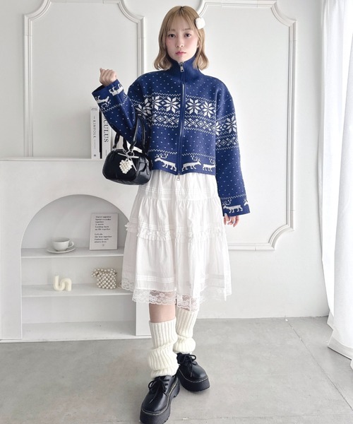 Loueme ニット セーター ノルディックニットジップカーディガン
