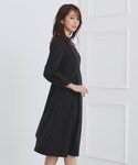 ワンピース 「通勤対応」キーネックパール調フレ...の詳細画像2