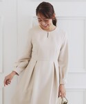 ワンピース 「通勤対応」キーネックパール調フレ...の詳細画像5