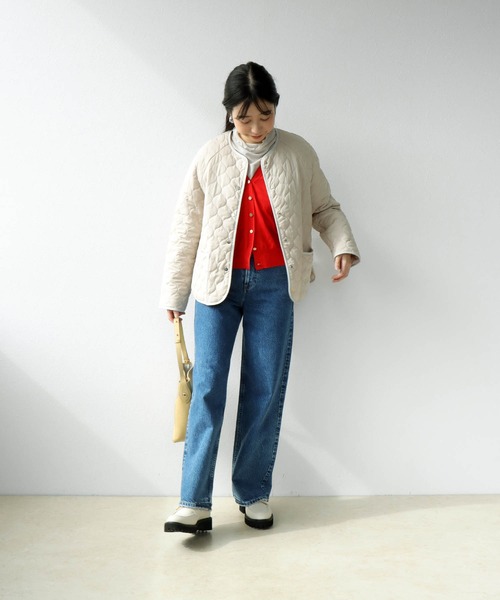 archivio ピンク キルティングジャケット 38 ビッグサイズ襟付き