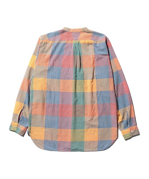 BEAMS+ シャツ マドラス チェック バンドカラー メンズ