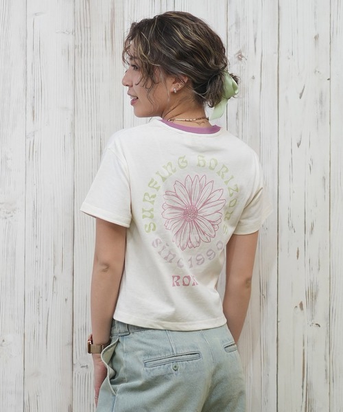 ROXY tシャツ 「クロップド丈」ROXY/ロキシー 花柄/バック