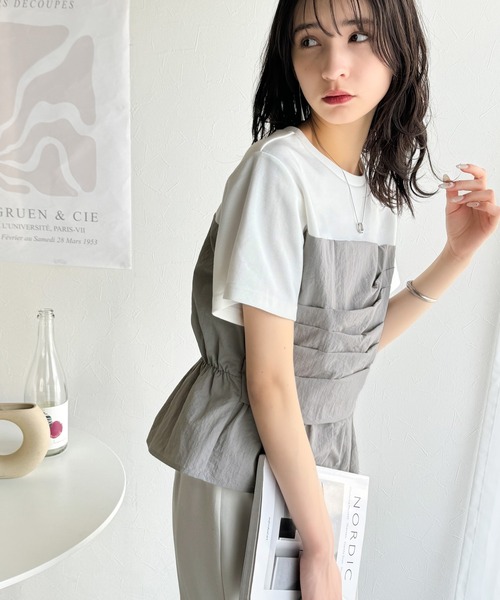 tシャツ 簡単おしゃれが叶う。Tシャツ×ビスチェドッキング半袖トップス レディース | classicalelf | 15