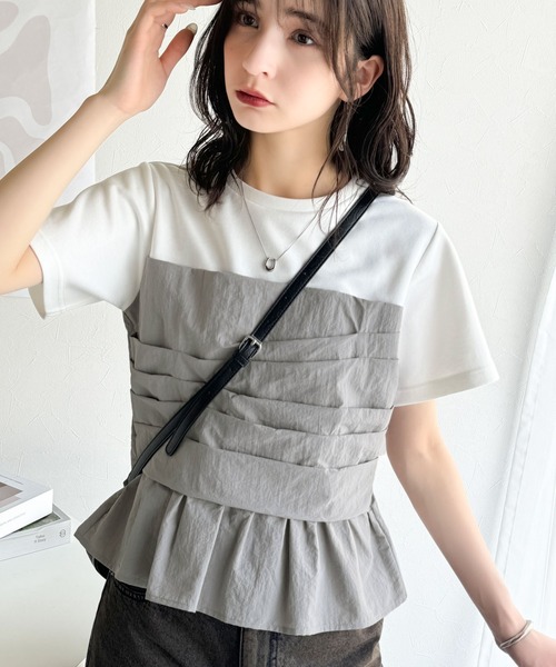 tシャツ 簡単おしゃれが叶う。Tシャツ×ビスチェドッキング半袖トップス レディース | classicalelf | 19