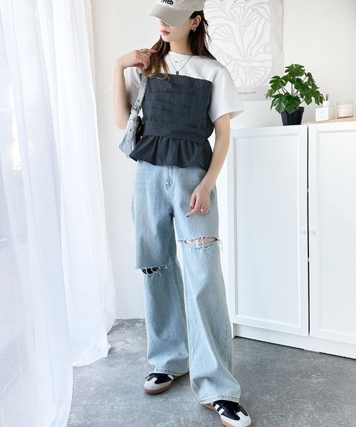 tシャツ 簡単おしゃれが叶う。Tシャツ×ビスチェドッキング半袖トップス レディース | classicalelf | 25