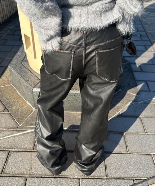 sedacle girl（セダクルガール） パンツ 合皮ウエストダブルベルト