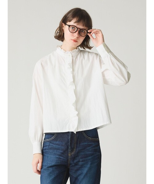 MidiUmi ブラウス シャツ フリルショートシャツ レディース
