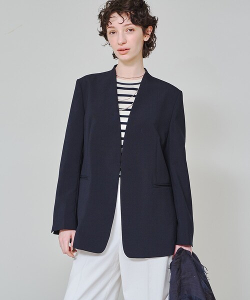 ドレステリア　ネイビー ノーカラージャケット DRESSTERIOR ジャケット ノーカラージャケット 「スタイリスト