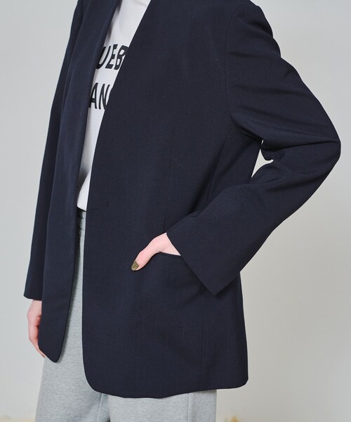 ドレステリア　ネイビー ノーカラージャケット DRESSTERIOR ジャケット ノーカラージャケット 「スタイリスト