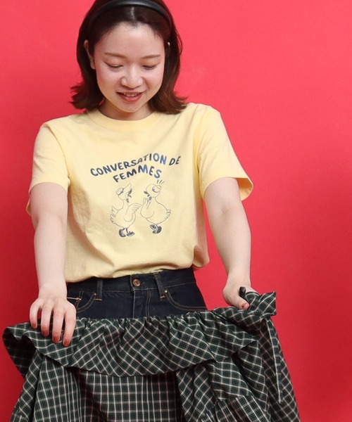 tシャツ アヒルの会議プリント ミニＴシャツ レディース CHILD WOMAN tシャツ アヒルの会議プリント ミニTシャツ