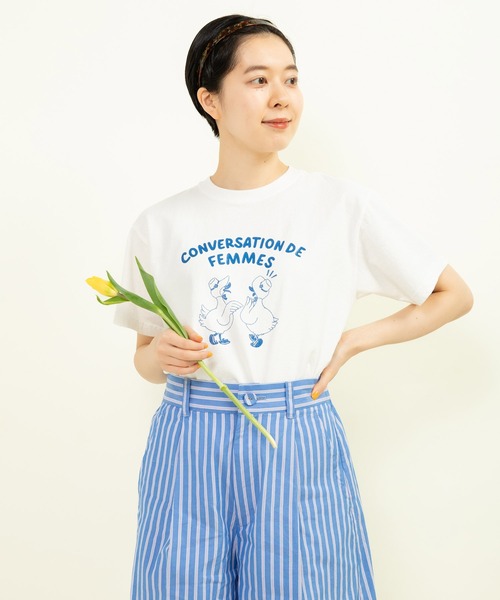 tシャツ アヒルの会議プリント ミニＴシャツ レディース CHILD WOMAN tシャツ アヒルの会議プリント ミニTシャツ