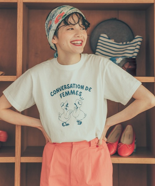 tシャツ アヒルの会議プリント ミニＴシャツ レディース CHILD WOMAN tシャツ アヒルの会議プリント ミニTシャツ