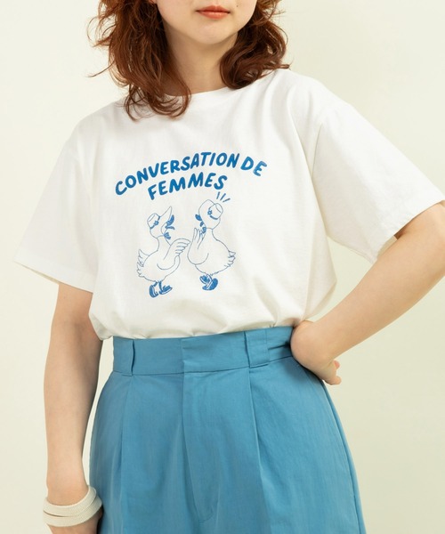 tシャツ アヒルの会議プリント ミニＴシャツ レディース CHILD WOMAN tシャツ アヒルの会議プリント ミニTシャツ