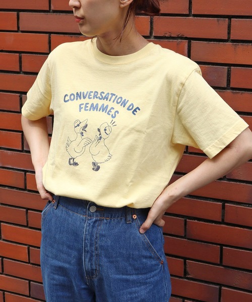 CHILD WOMAN tシャツ アヒルの会議プリント ミニTシャツ