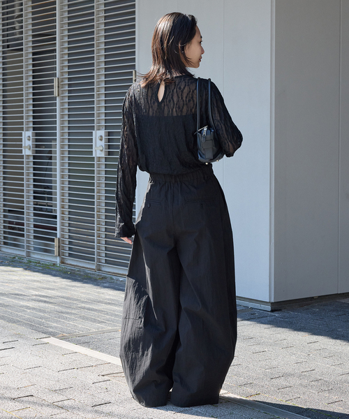 ジャーナルスタンダード　コットンナイロンスーパーワイドコクーンパンツ　黒　36 JOURNAL STANDARD｜コットンナイロンスーパーワイドコクーン