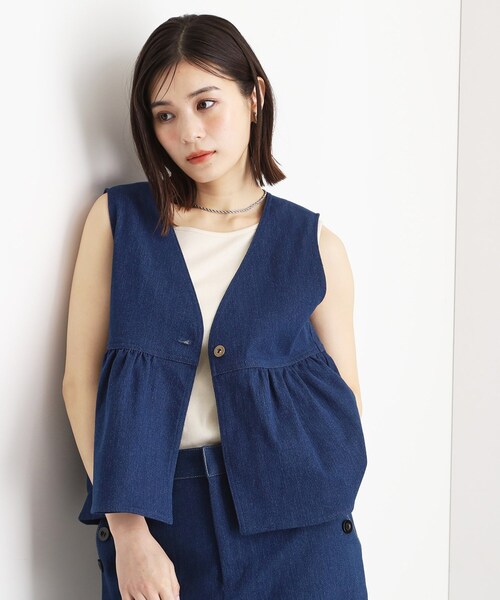 THE SHOP TK ベスト ジレ デニムペプラムベスト「洗える/親子