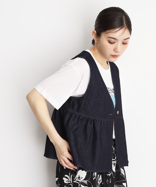 ella_selectshop エラ　ぺプラムジレ　ベスト セール】シアーペプラムジレ／327513（ベスト）｜Elura
