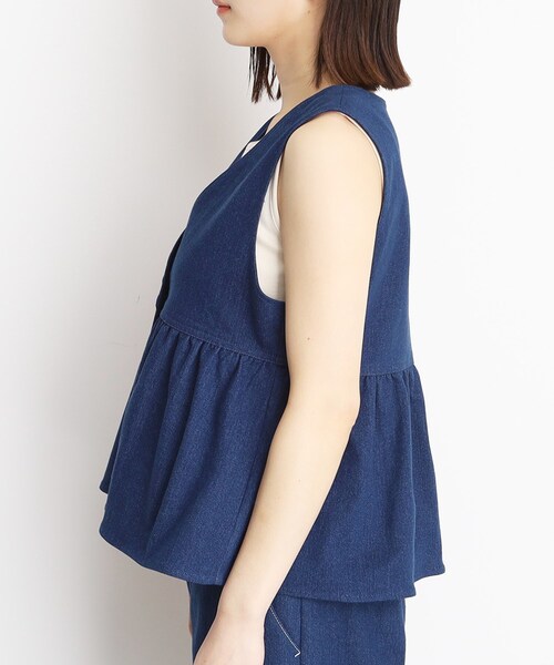 THE SHOP TK ベスト ジレ デニムペプラムベスト「洗える/親子リンク