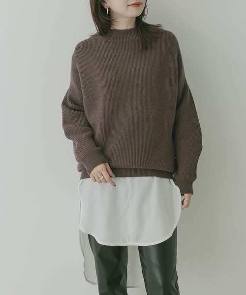 「KBF+」 長袖ニット ONE パープル レディース_画像7