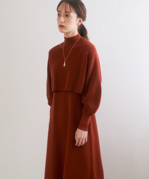 ANAYI ワンピース　38 セール】 レッドツイードバイヤスワンピース （ミニ丈・ひざ丈