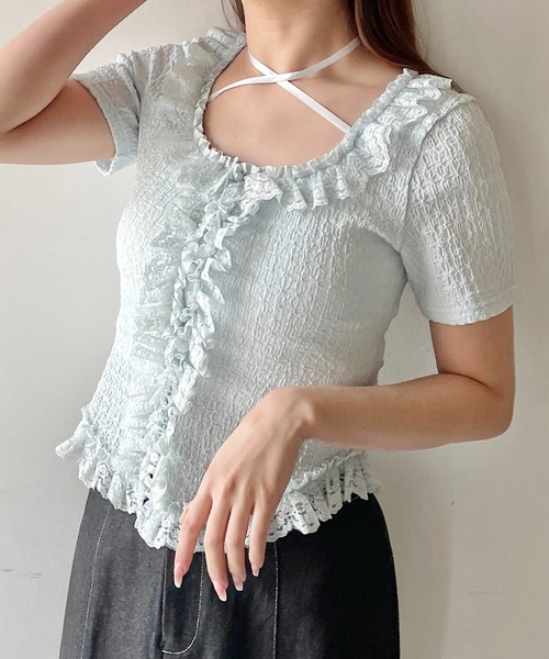 NOMAE tシャツ レースフリルトップス レディース : ZOZOTOWN