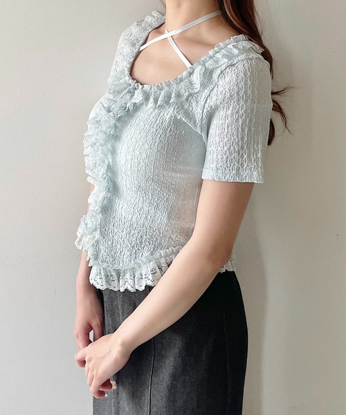NOMAE tシャツ レースフリルトップス レディース : ZOZOTOWN
