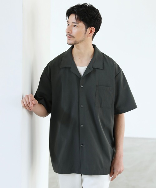 C.E シーイー オープンカラー 半袖シャツ 日本製 裏原 Sk8thing S SPU（スプ） シャツ 半袖 「イージーケア/防しわ/軽量/ストレッチ/通気