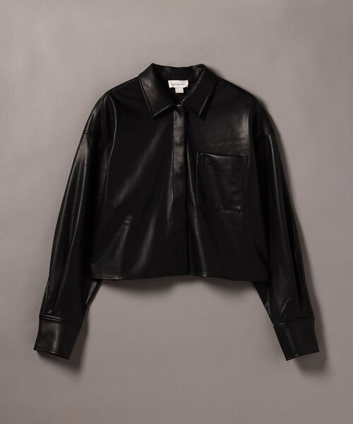 ブラウス シャツ フェイクレザー クロップドシャツ レディース Calvin Klein ブラウス シャツ フェイクレザー クロップドシャツ