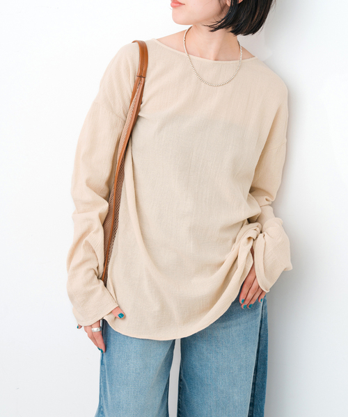 Spick＆Span ブラウス シャツ コットンクレープルーズプル