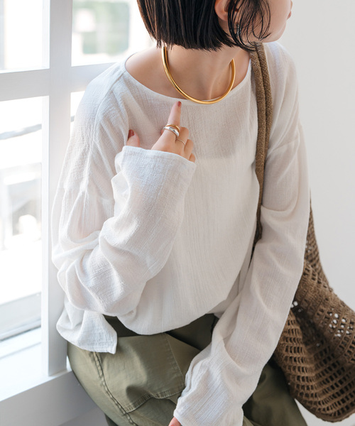 ブラウス シャツ コットンクレープルーズプルオーバー レディース Spick＆Span ブラウス シャツ コットンクレープルーズプル